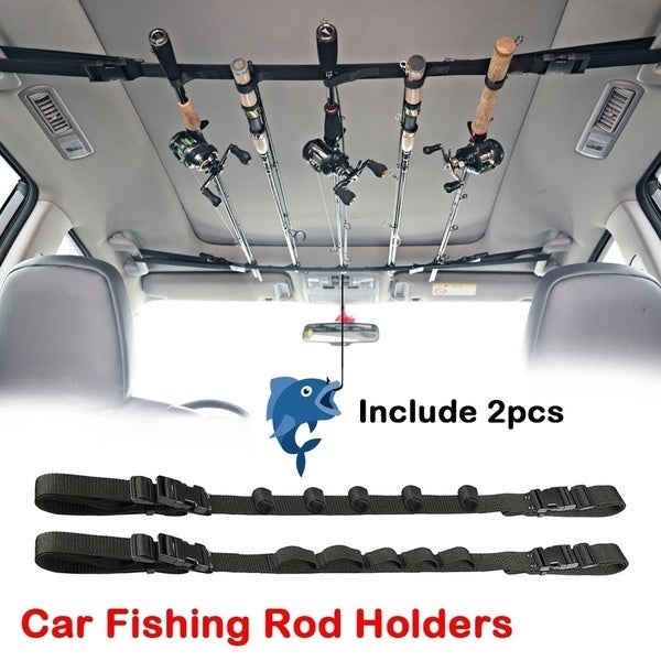 2pcs Fishing Vehicle Rod Carrier Rod Holder Belt Strap with Tie Suspenders Wrap Fishing Tackle Boxes Tools