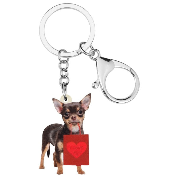 Acrylic Valentine's Day Gift Bag Chihuahua Dog Key Chains Ring Keychains Pet Jewelry For Women Girls Teen Bag Car Purse Charms Gift Party Accessories