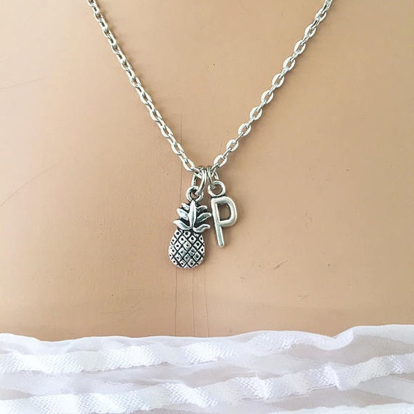Customized Pineapple Necklace- Pineapple Initial Necklace- Pineapple Charm-Tropical Jewelry- Fruit Jewelry- Summer Beach Necklace
