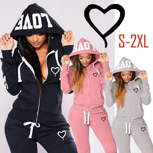 2024 New Fashion Womens Tracksuit Zipper Hooded Jacket Sweatpant Suits Jogging Suit for Woman