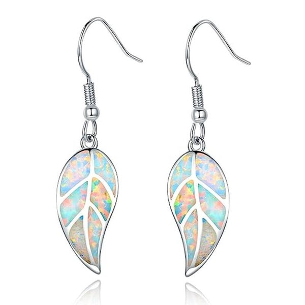 Boucles d'oreilles pendantes en forme de feuille d'opale plaquée argent pour femmes, nouvelle mode, boucles d'oreilles décontractées pour fêtes, bijo