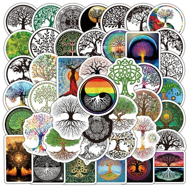 10-50PCS Miracle Tree of Life Graffiti Stickers Tree Totem Stickers Luggage Laptop Diy Aesthetics Decoration Stickers Refrigerator Guitar Motorcycle
