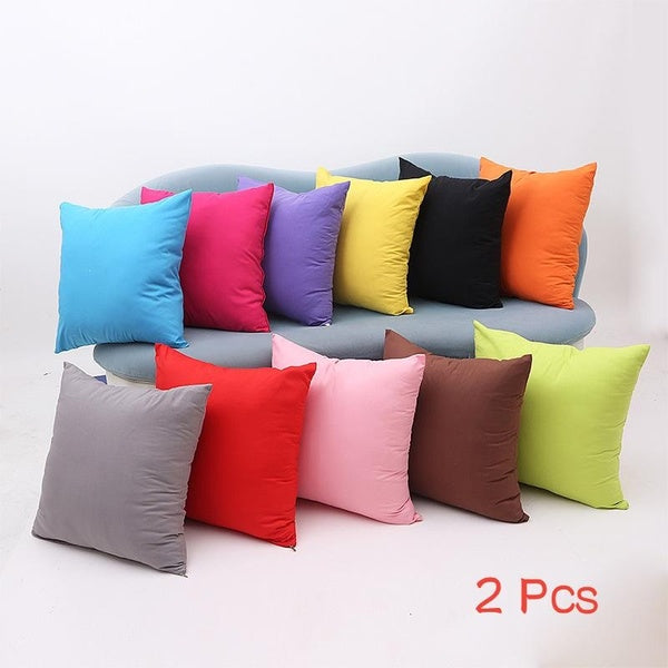 2Pcs 45cm X 45cm Solid Suede Nap Cushion Cover Bed Sofa Throw Pillow Case Home Decor