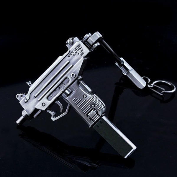 Pistolet mitrailleur UZI en métal 1:3, modèle Miniature de 5.91 pouces, porte-clés de pistolet de haute qualité, pendentif artisanal, cadeaux d'anniv