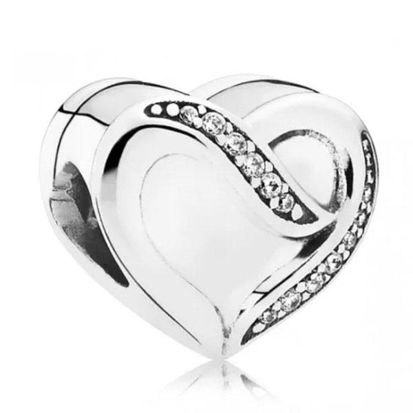 Perle de charme en argent sterling 925 avec ruban d'amour pour bracelets européens