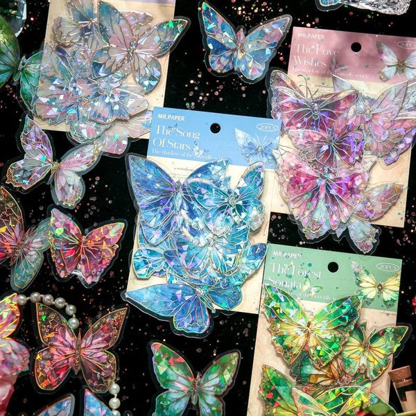 20Pcs Glitter Butterfly Series Decorative Stickers Perfect for Journaling Diy Scrapbooking Stationery Supplies