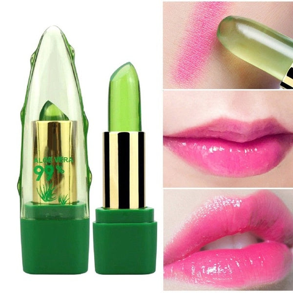 99% Aloe Vera Natural Temperature Change Color Jelly Lipstick Long Lasting Moistourizing Lip Makeup