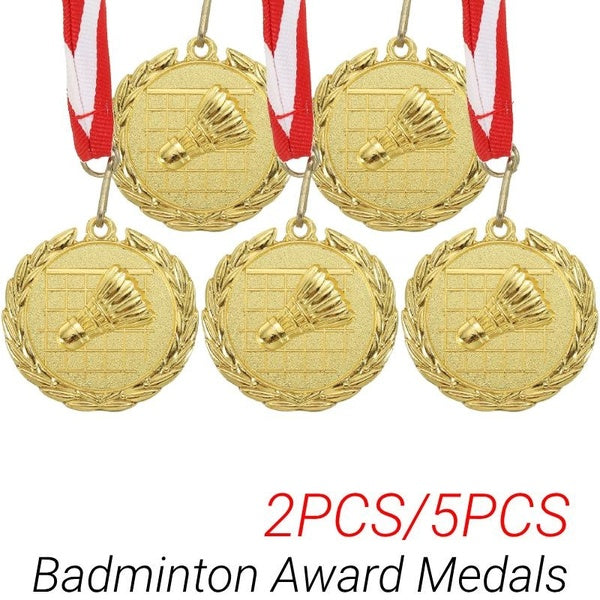 2pcs-5pcs Badminton Medals Winner Award Medals Badminton Award Medals with Ribbon for Badminton Games Sports Competitions Matron Inn