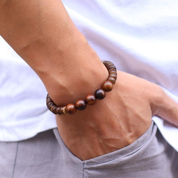 Antique 8mm Wooden Beads Buddha Bracelet Handmade Natural 10mm Round Wood Yoga Braclet For Men Armband Mala Jewelry Homme