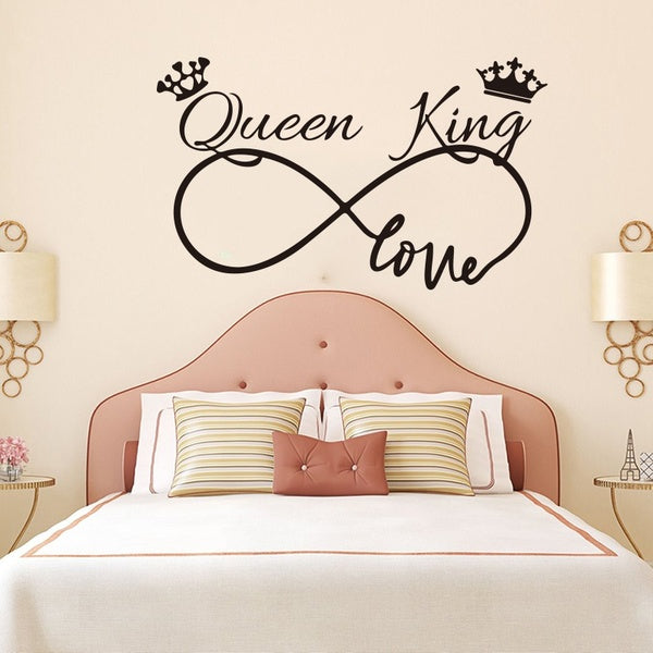 Infinite Love King and Queen Wedding Wall Sticker for Bedroom Living Room Couple Room Vinyl Wall Decal Romantic Room Murals