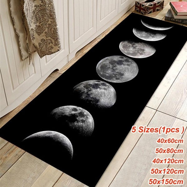 3D Moon Phases Carpet Livingroom Bedroom Area Rug Non Slip Absorb Water Kitchen Bathroom Carpet Household Floor Mat 5 Sizes:40x60cm-50x80cm-40x120cm-