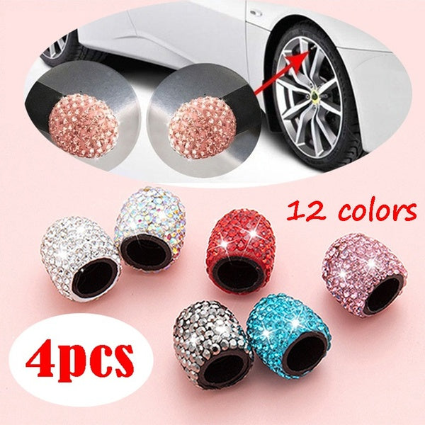 4PCS Universal Bling Rhinestone Car Tire Valve Stem Caps Tyre Air Cap Cover 12 colors optional