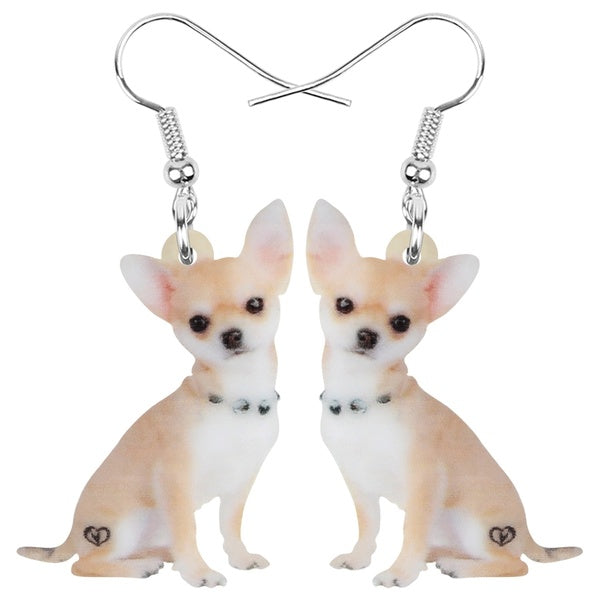 Acrylique belle Chihuahua chien boucles d'oreilles goutte balancent bijoux animaux pour femmes filles adolescent enfant fête charme cadeau à la mode