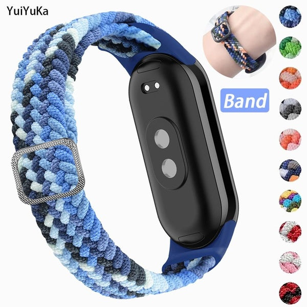 YuiYuKa Braided Nylon Band for Mi Band 8 Adjustable Elastic Bracelet Sport Wristband Accessories for Xiaomi Mi Band 8 Watch (1 Pcs Band) Matron Inn