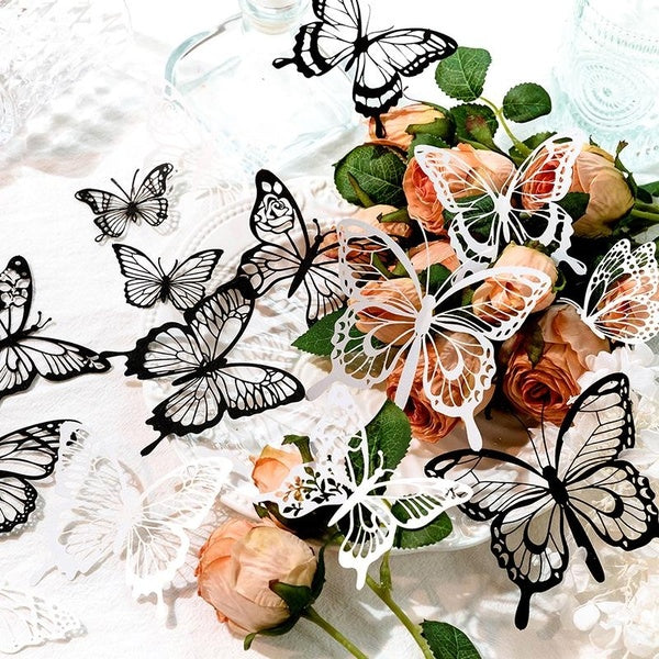 20Pcs-Pack White & Black Lace Series Decorative Paper Material Perfect for Journaling Diy Scrapbooking Supplies