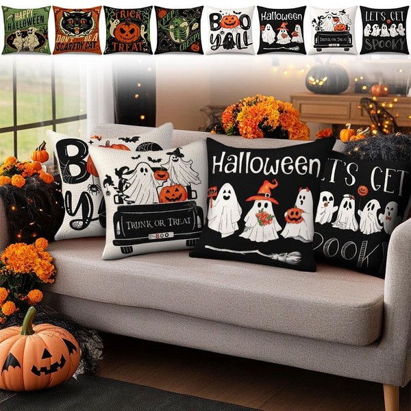 Halloween Pillow Cover Pumpkin Bat Wizard Ghost Halloween Home Decor Pillowcase Ornament Horror Halloween Party Gift