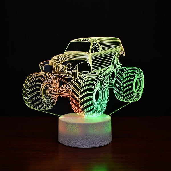 Big Size Grave Digger Monster Truck 3D Desk Lamp 7 Changeable Colors Night Light