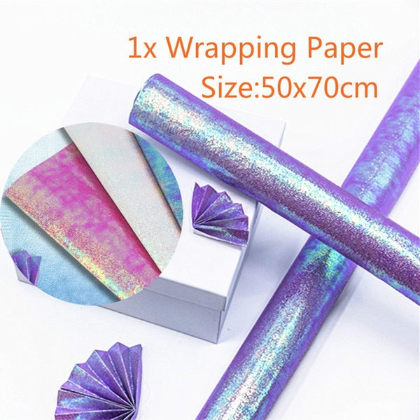 50x70cm Glitter Colorful Gift Flower Wrapping Paper Florist Bouquet Diy Material