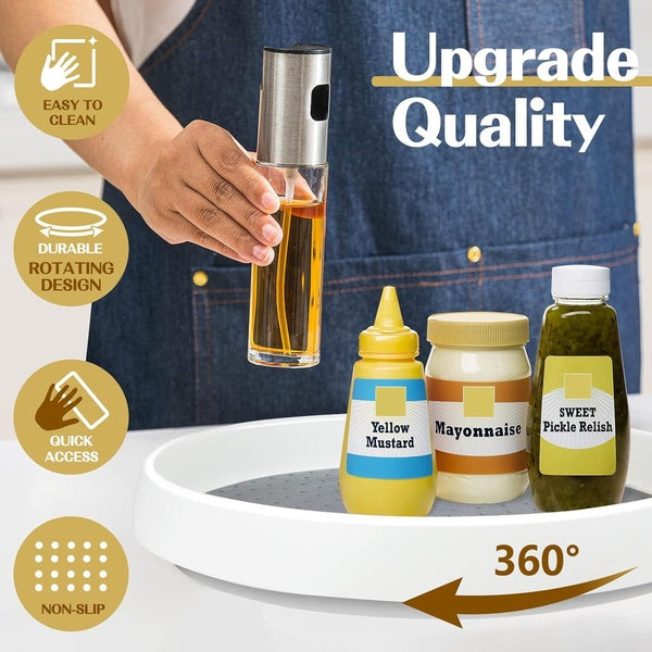 360 Rotation Non-Skid Spice Rack Pantry Cabinet Turntable with Wide Base Storage Bin Rotating Organizer for Kitchen Seasoning