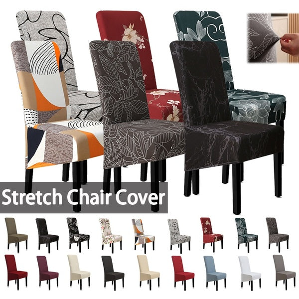 Upgrade Large Solid Color Chair Cover Printed Elastic Seat Chair Cover High Elastic Backrest Banquet Hotel Kitchen Living Room Dining Chair Cover(1pc
