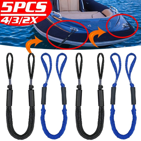 5-4-3-2PCS Dock Line Boat Ropes Docking Line Mooring Rope Boat Bungee Dock Dockline for Kayak Watercraft Jet Ski Pontoon Canoe Power Boat 4Ft Fast Fi