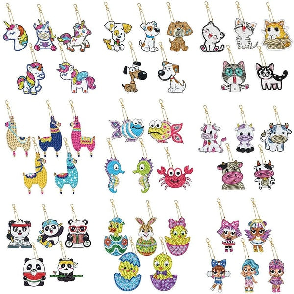 5D Diamond Painting Keychain Cartoon Decorative Pendant DIY Crystal Embroidery Children's Gifts @#A11