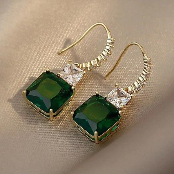 Délicat mode or émeraude pierres précieuses boucles d'oreilles pendantes pour les femmes fiançailles mariage mariée boucles d'oreilles goutte