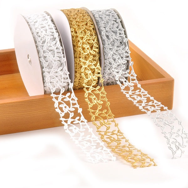 5Yards 3cm Ribbons Leaf Lace For DIY Embroidered Fabric Decoration Sewing Accessories Handmade Lace Ribbon Bow Gift Materials CP2424