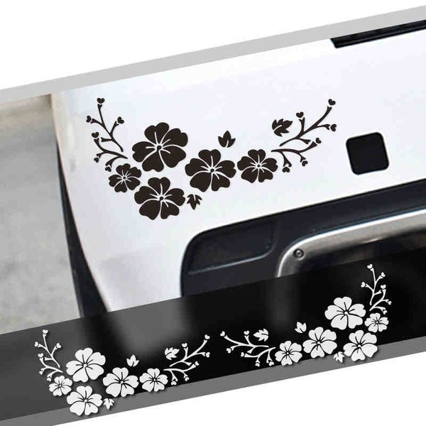 Noizzy 2× Floral Car Stickers Plum Bumper Window Blossom Auto Vinyl Reflective Decal Highlight for Women Car Tuning Accessories