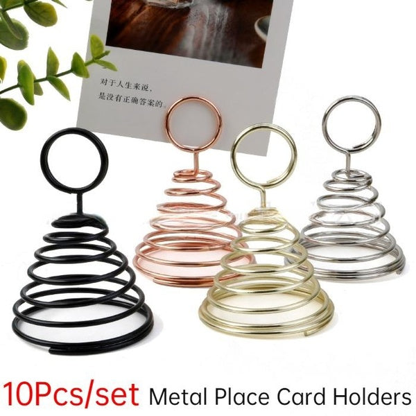 10Pcs Metal Place Card Holders Photo Clip Stands Wedding Table Number Name Sign Stand for Wedding Birthday Party Home Decoration
