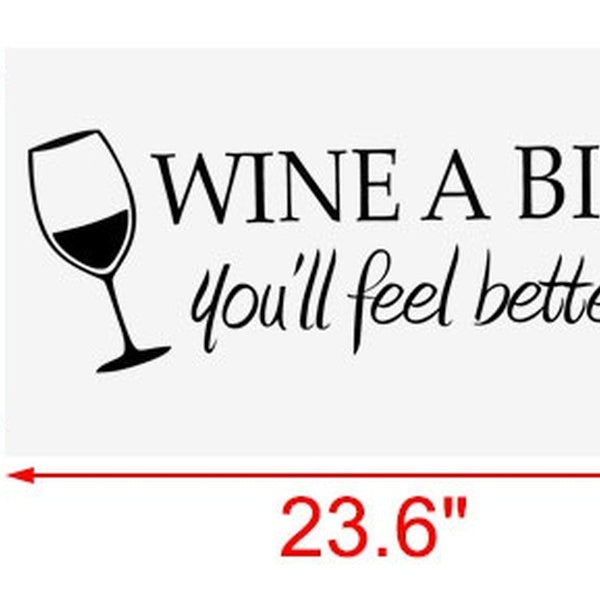 Wine a Bit Wall Sticker Removable PVC Art Decals Home Office Decor Black