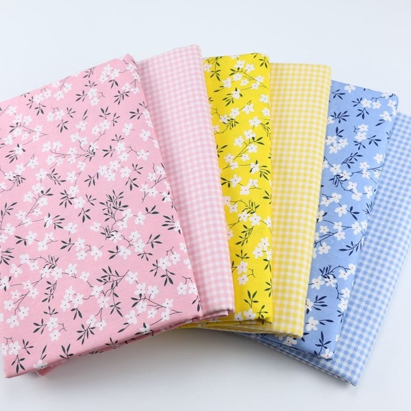 6 Pcs-Lot 20X25CM Idyllic Floral Leaves Printed Cloth 100% Cotton Twill Fabric for DIY Handmade Tecidos Sewing Scrapbooking Fat Quarter Bundles of Qu