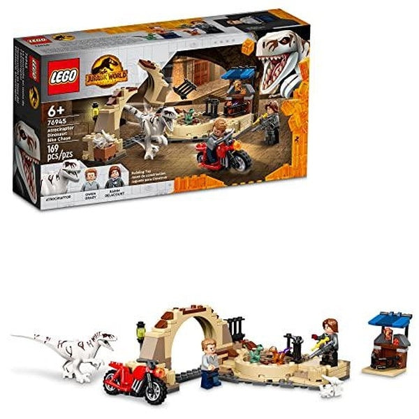 LEGO Jurassic World Le dinosaure atrociraptor: ensemble de poursuite en vélo 76945, jouets dinosaures