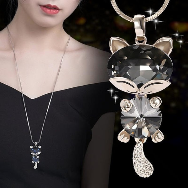 Sweater Chain Long Versatile Women's Simple Fashion Kitten Pendant Accessories Atmospheric Necklace Matron Inn