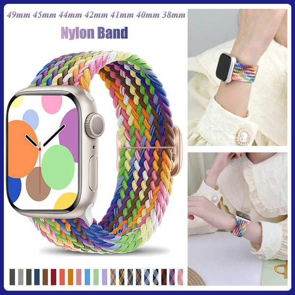 Bracelet en nylon pour montre intelligente Ultra 2-Ultra 49 mm 9 8 7 41 mm 45 mm 44 mm 40 mm 38 mm 42 mm pour femmes SmartWatch Series 6 SE 3 4 5 2 1