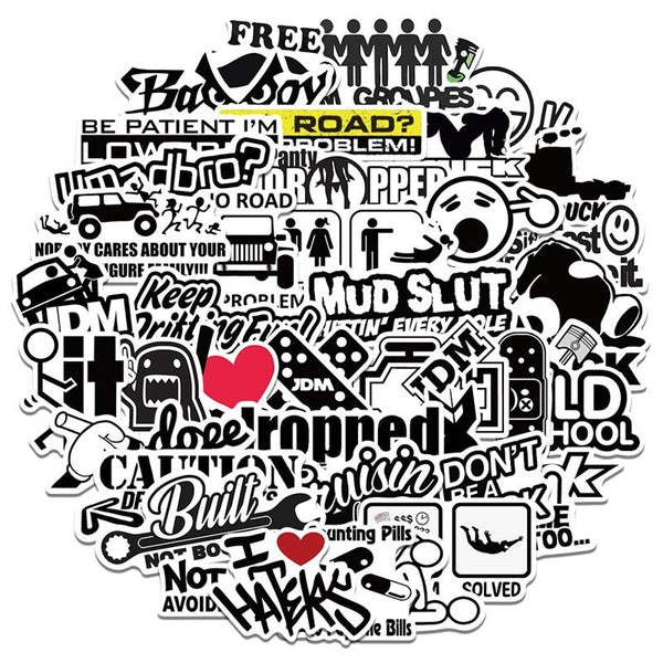 10-25-50PCS Funny Slogan Sticker JDM Vinyl Stickers Water Bottle Laptop Mobile Phone Skateboard Kids Adult Stickers