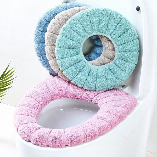 Winter Warm Toilet Seat Cover Mat Bathroom Toilet Pad Cushion with Handle Thicker Soft Washable Closestool Warmer Accessories