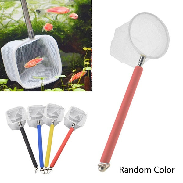 18-55cm Flexible Aquarium Fish Tank Catch Net Retractable 3D for Aquarium Fish Scoop Catching Fishnet Long Handle Cleaning Tool