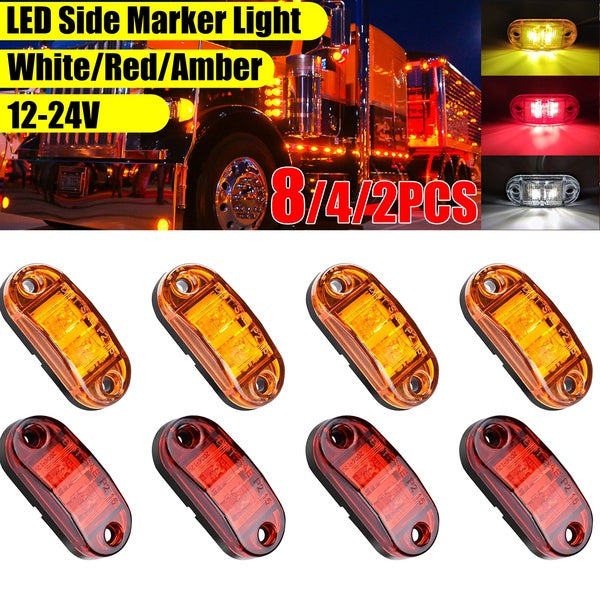 8-4-2PCS 12V-24V 4 LED Side Marker Light Trailer Truck Fender Light Boat Marine Led Lights Front Rear Side Clearance Indicator Light RV Camper Access