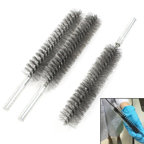 17cm Length 25mm Diameter Stainless Steel Wire Tube Cleaning Brush 3 Pcs