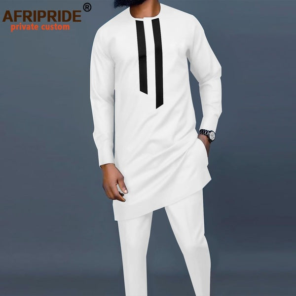 2022 African Men Traditional Clothing Set Dashiki Outfit Ankara Long Sleeve Shirt+Pants African Suit Tribal Tracksuit A2216096