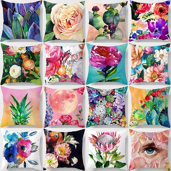 Succulent Plants Printed Square Pillowcase, Used for Home Decoration, Car Sofa Cushion Cover(45cm * 45cm)