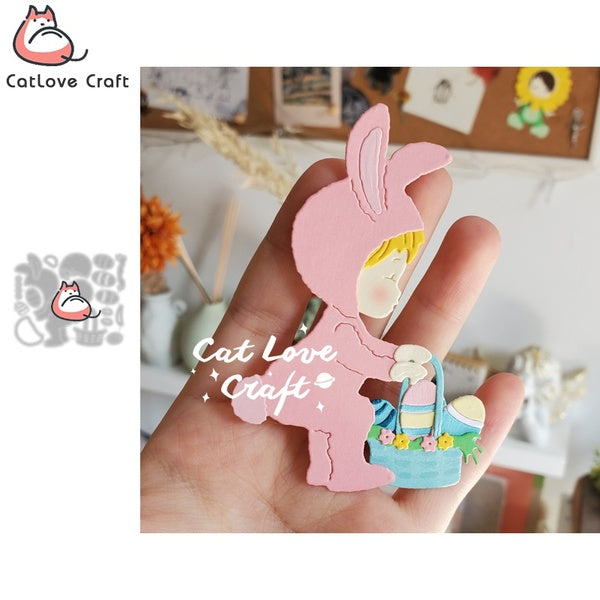 Catlove costume de lapin de pâques matrices de découpe en métal Scrapbooking pochoir découpes carte faisant bricolage artisanat gaufrage nouveaux mat