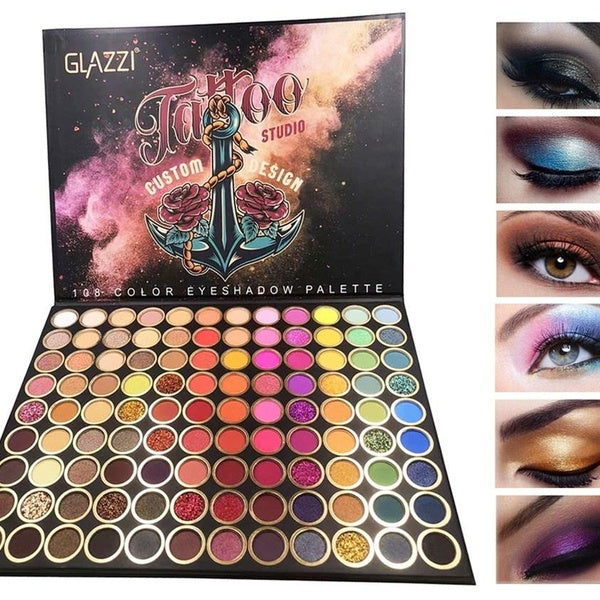 108 Colors Shimmering Eyeshadow Palette Pallet Makeup Kit - Professional Matte Glitter Long Lasting Rainbow Eyeshadow - Highly Pigmented Waterproof M