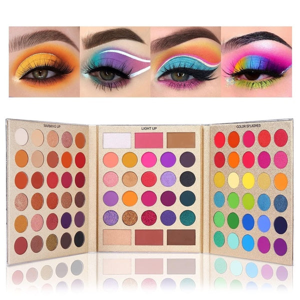 86 Colors Professional Makeup Kit Eyeshadow Palette Makeup Pallet Matte Shimmer Eye Shadow Highlighters Contour Blush Powder All In One Cosmetics Gif