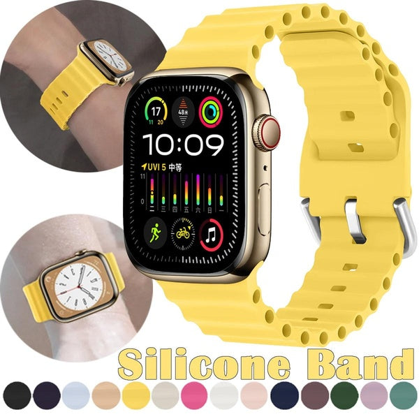 Silicone Band for SmartWatch Ultra 2-Ultra 49mm 9 8 7 41mm 45mm 44mm 40mm 38mm 42mm 44mm Sport Ocean Belt Strap Wristband Watchband Bracelet Accessor