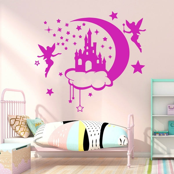 Fairy Castle Wall Stickers Decor For Kids Room Girl's Room Decoration Removable Decal Sticker .