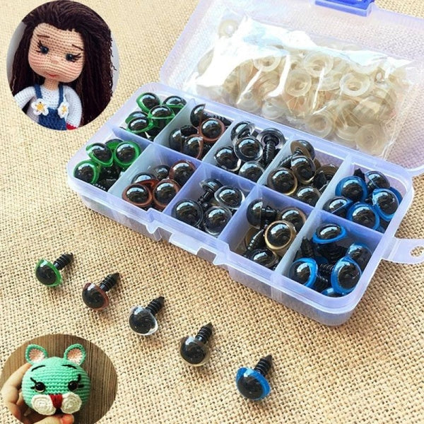 100set-box 8-12mm Colorful Plastic Animal Safety Eye Doll Eye DIY Doll Accessories Craft Eye Matron Inn