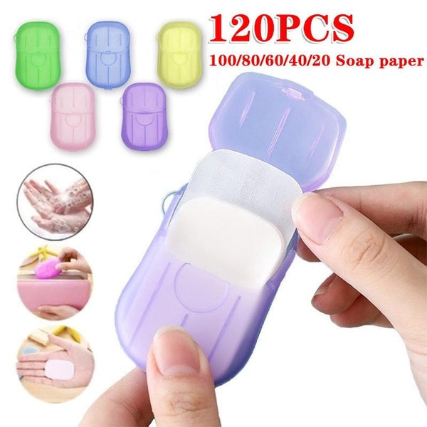 20-40-60-80-100-120pcs Disposable Hand Washing Paper, Disposable Outdoor Travel Products for Men and Women, Mini Portable Soap Slices