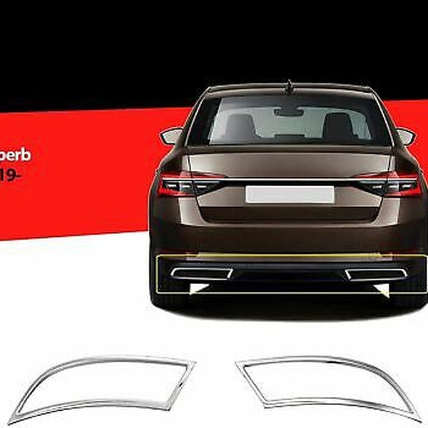 Fit For Skoda Superb III 3V 2015-19 Chrome Exhaust Deflector Frame 2pcs Stainless Steel